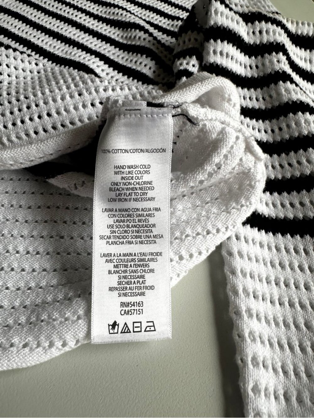 Calvin Klein Jeans Women’s Open Knit Striped Polo Sweater White Black Size M - Picture 5 of 5